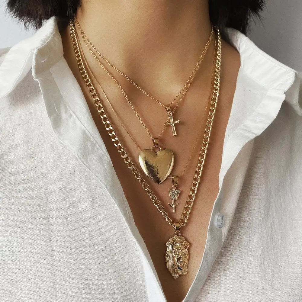 Fashion Gold Cross Necklace for Women Wholesale N911226