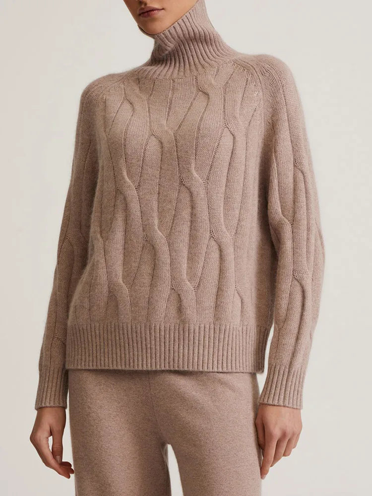 Knitted Pullover Sweater Turtleneck Women Elegant Oversized