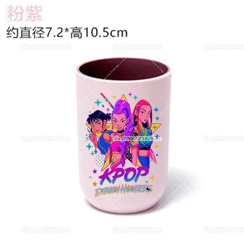 Anime K-pop Demon Hunters Print Bathroom Tumblers Shower Room Products Rumi Mira Zoey Household Merchandises Travel Accessories
