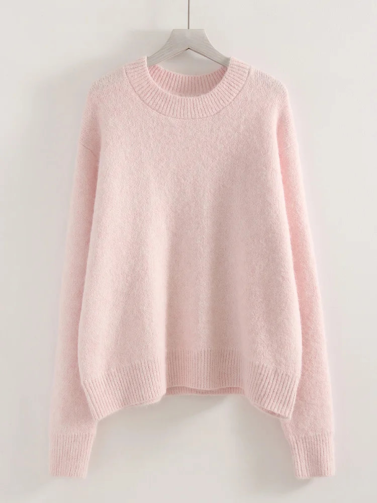 Warm Pullovers O Neck Knitwear Loose Knit Jumpers