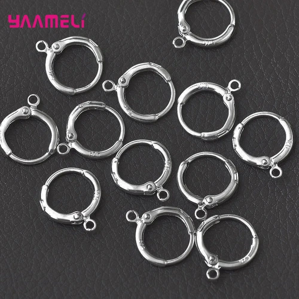 20PCS/Lot Fine 925 Sterling Silver Color Earrings Handmade Making Jewelry Findings Round Lever Back Earwires Diy Supplies