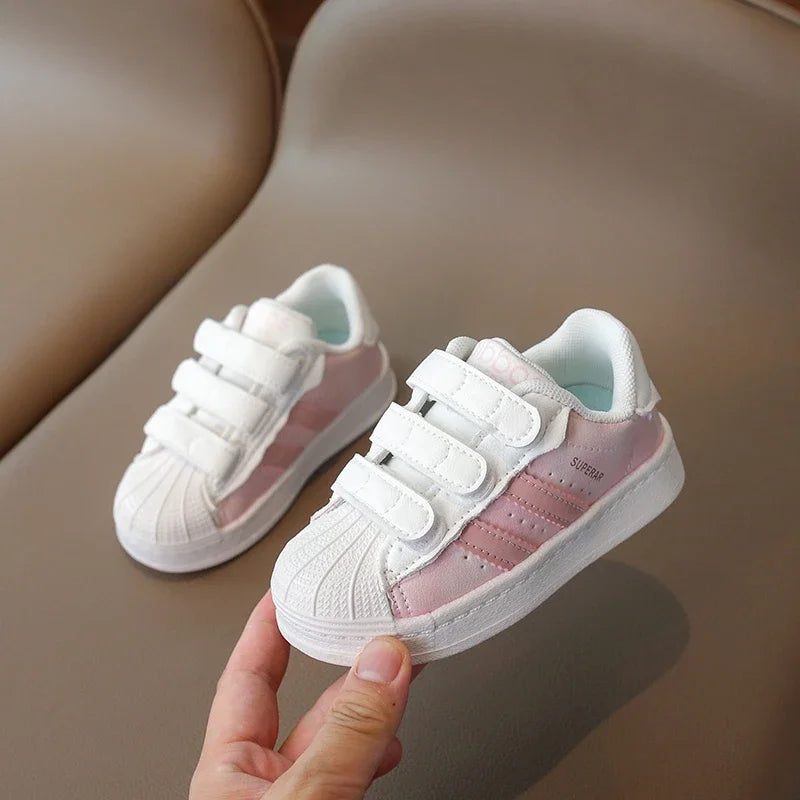 Children's Sneakers Kids Fashion Design White Non-slip Casual Shoes for Boys Girls Hook Breathable Sneakers Toddler Outdoor Shoe