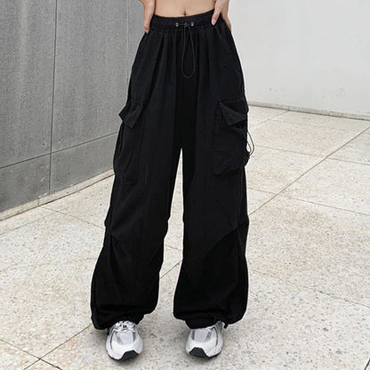 Women Y2K Streetwear Cargo Pants Vintage Fashion High Waist Baggy Trousers Female Loose Sweatpants Wide Leg Joggers Trousers