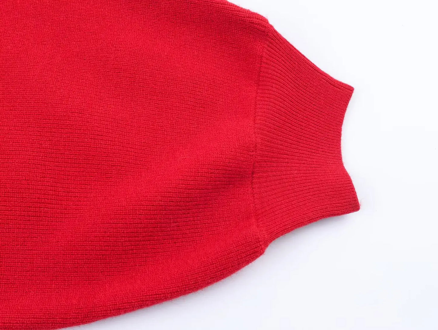 New Arrival Casual Versatile Tight-Cuff Wide-Sleeve High-Neck Short Loose Knit Sweater