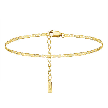 SA-11 Ankle Bracelets for Women, 14k Gold Plated Waterproof Cuban Figaro Link Chain Gold Anklets Jewelry Gift Adjustable Size