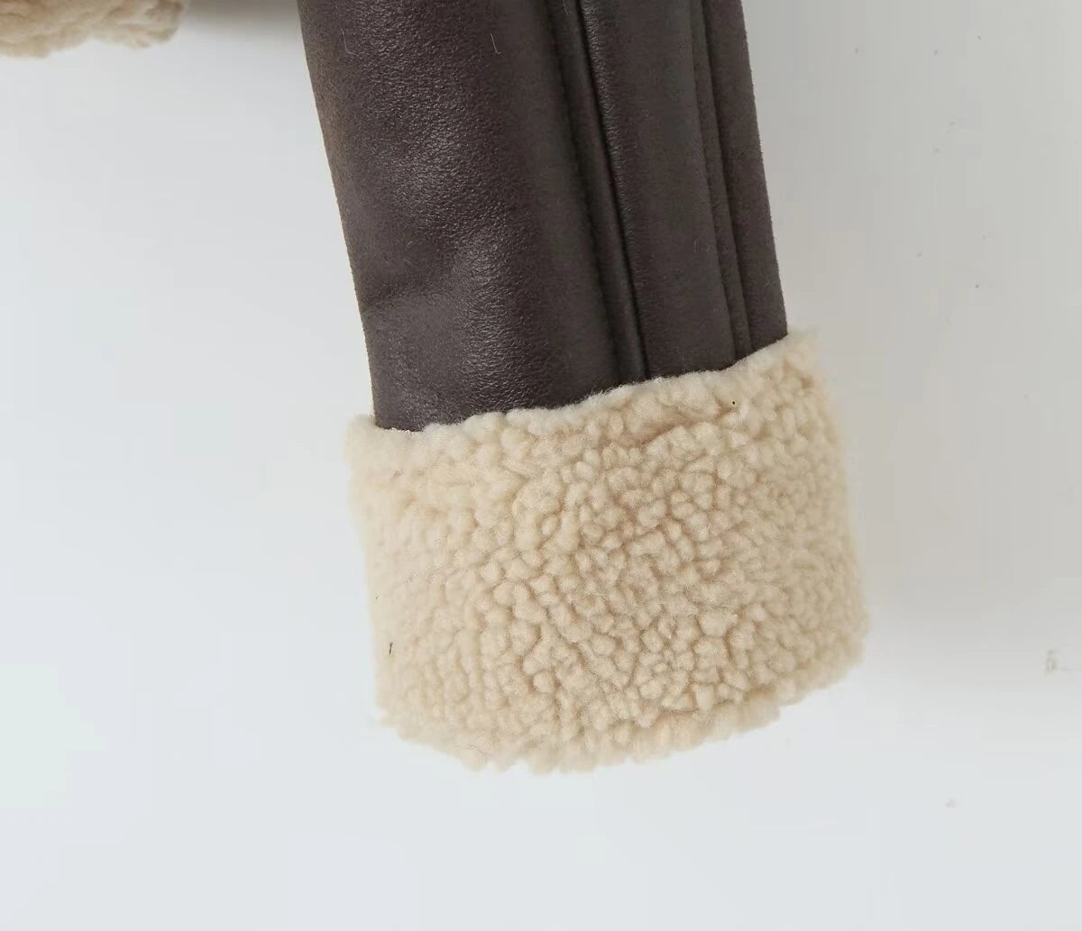 Motorcycle Double-sided Fleece With Belt Short Long-sleeved Jacket