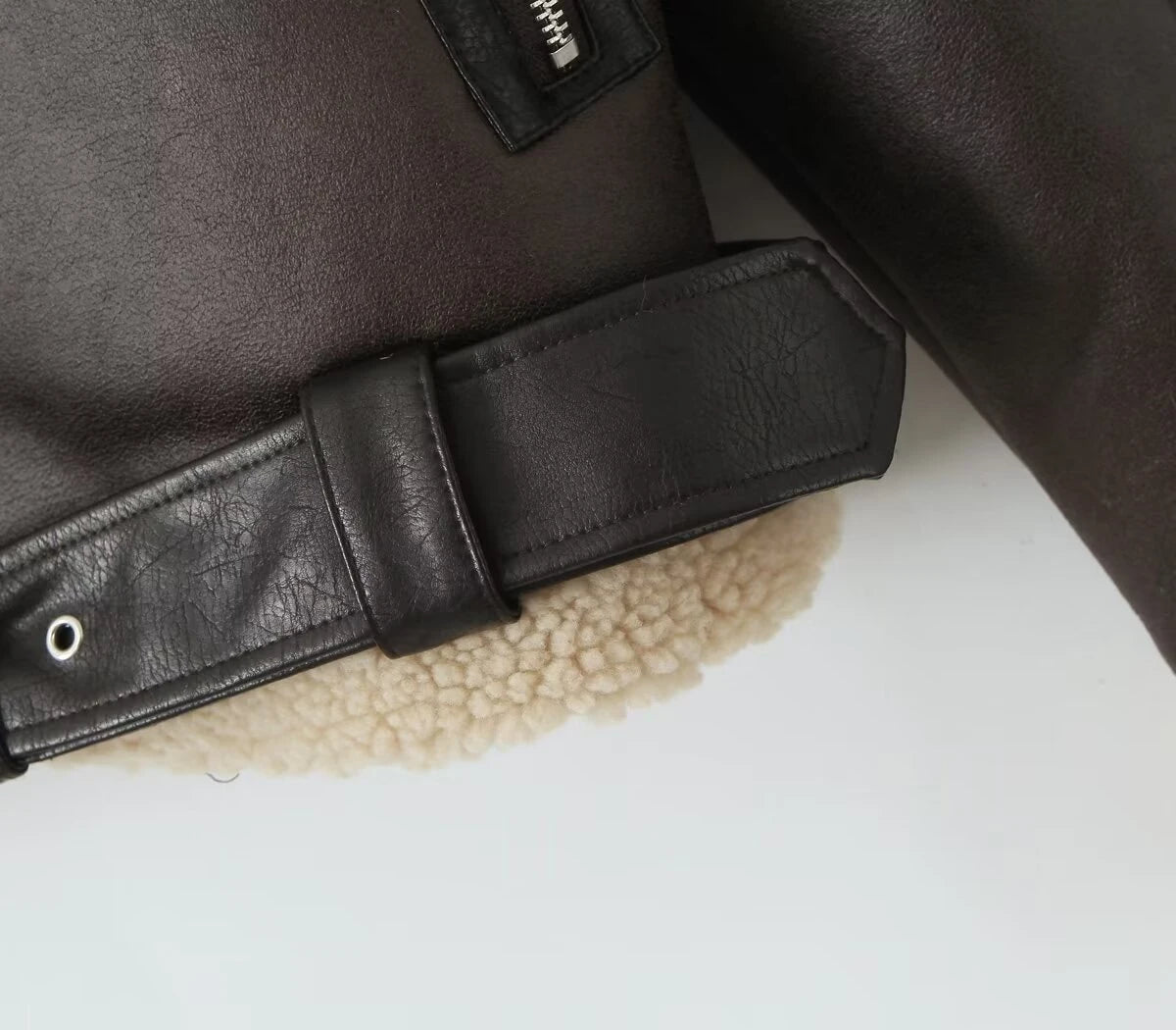 Motorcycle Double-sided Fleece With Belt Short Long-sleeved Jacket