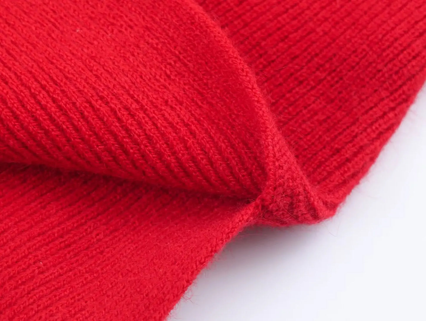 New Arrival Casual Versatile Tight-Cuff Wide-Sleeve High-Neck Short Loose Knit Sweater