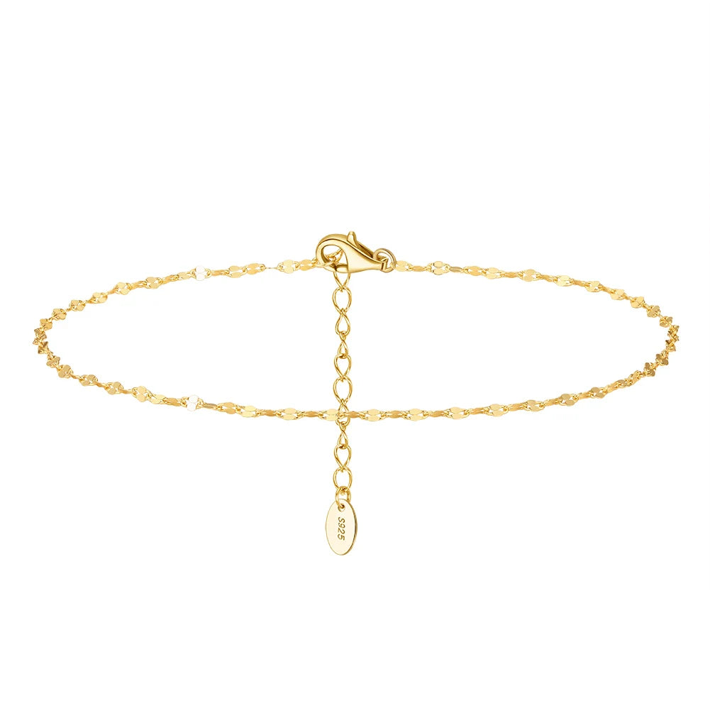 SA-11 Ankle Bracelets for Women, 14k Gold Plated Waterproof Cuban Figaro Link Chain Gold Anklets Jewelry Gift Adjustable Size