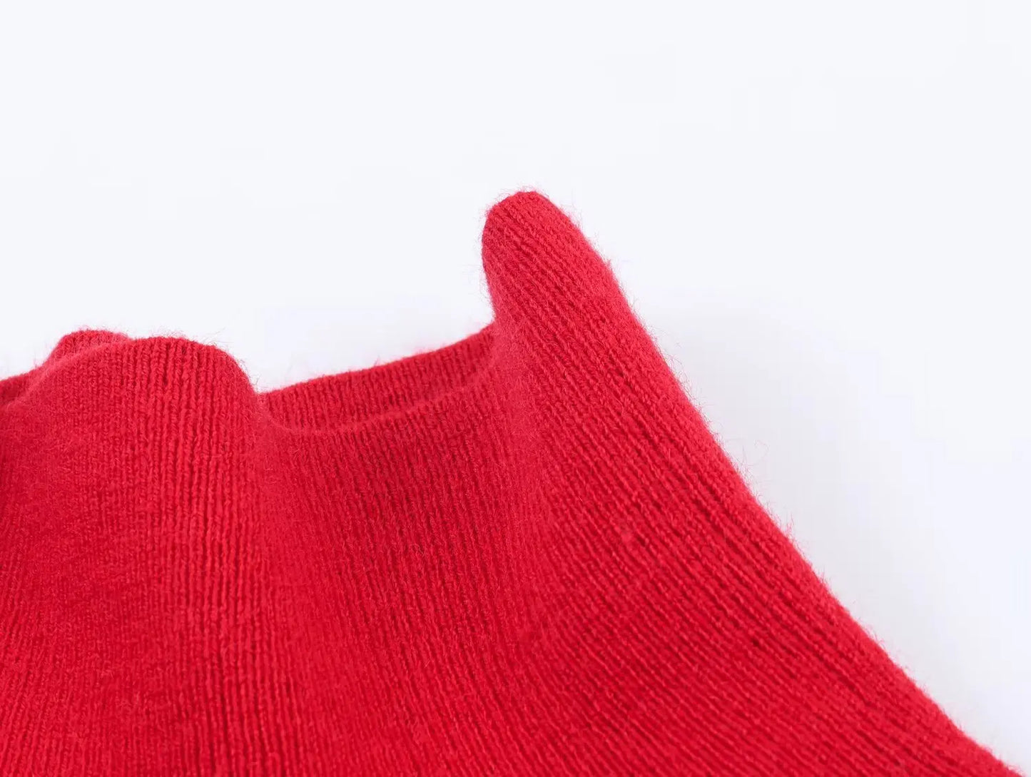 New Arrival Casual Versatile Tight-Cuff Wide-Sleeve High-Neck Short Loose Knit Sweater