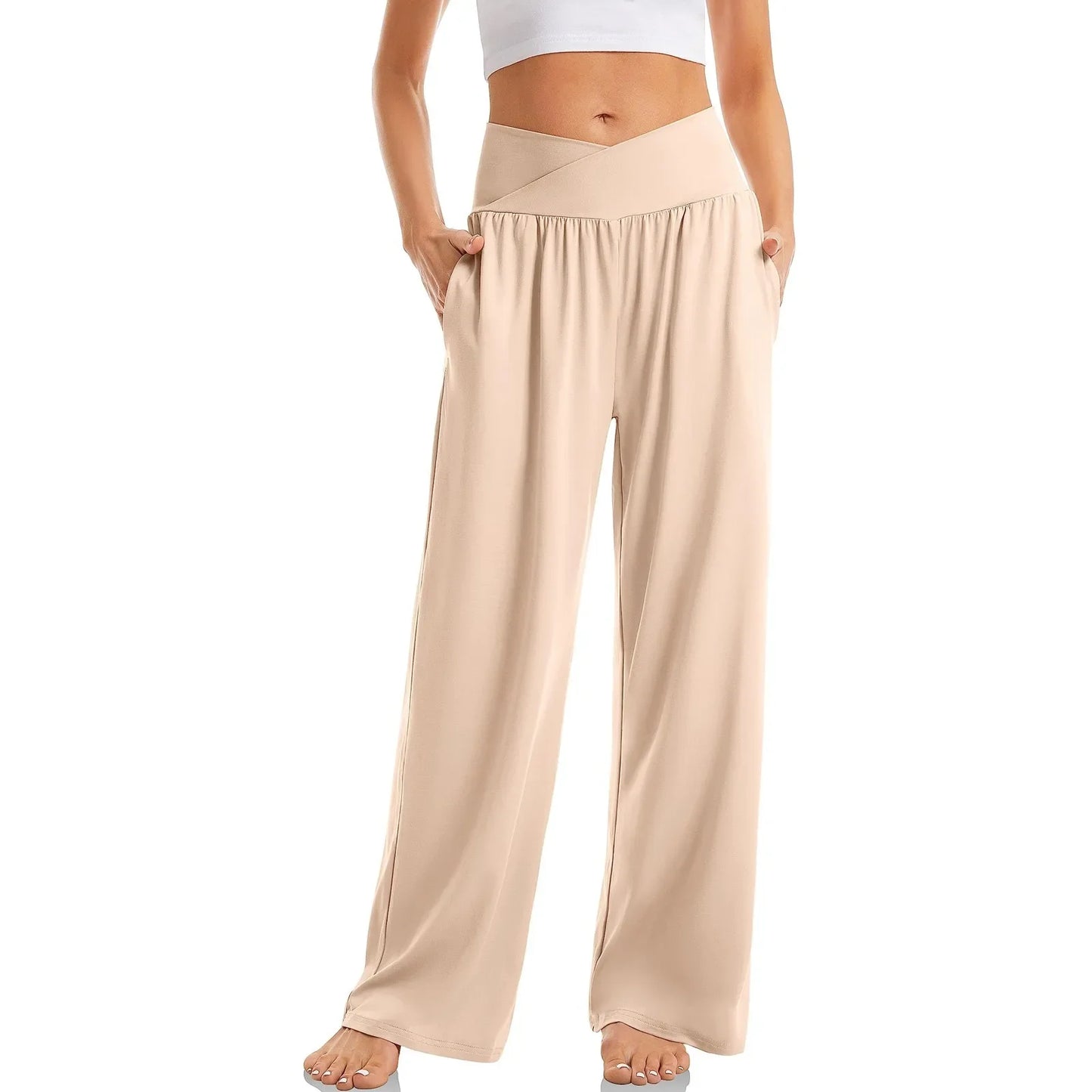 Wide Leg Pants Sweat pants Straight Pants Bottom Plain Fitness Joggers Pants High Waist Travel Basic
