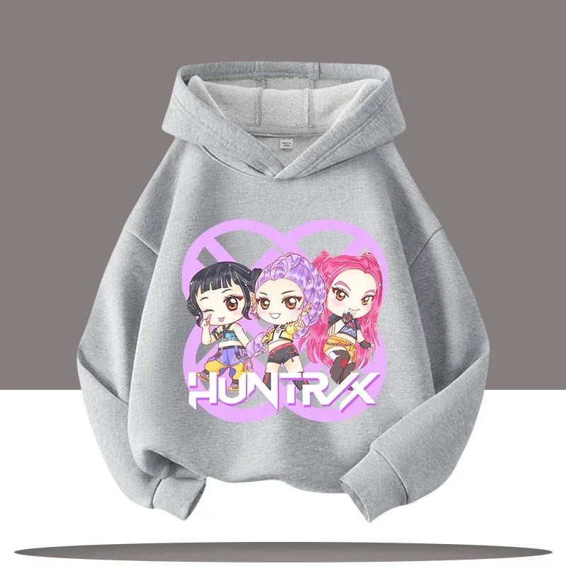 K-pop Demon Hunters Hoodies Boys Girls Long Sleeve Outerwear Saja Boys Print Hooded Coat for Children Fashion Pullover Kids Tops