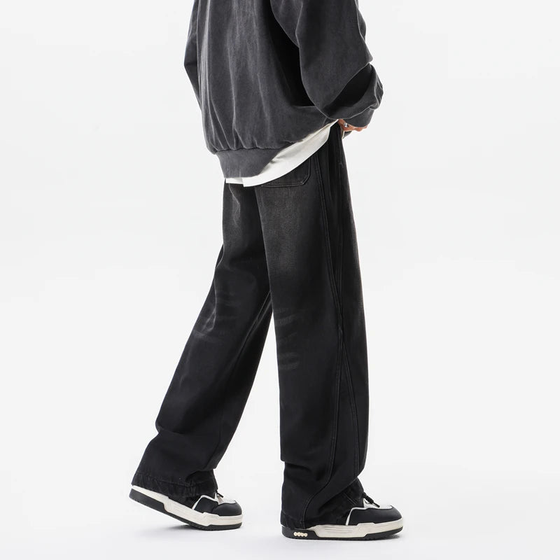 Men Vintage Straight Wide Leg Jeans Retro Loose Casual Denim Trousers Man Women Streetwear Jeans Pants Neutral Baggy Jeans