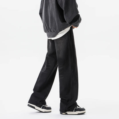 Men Vintage Straight Wide Leg Jeans Retro Loose Casual Denim Trousers Man Women Streetwear Jeans Pants Neutral Baggy Jeans