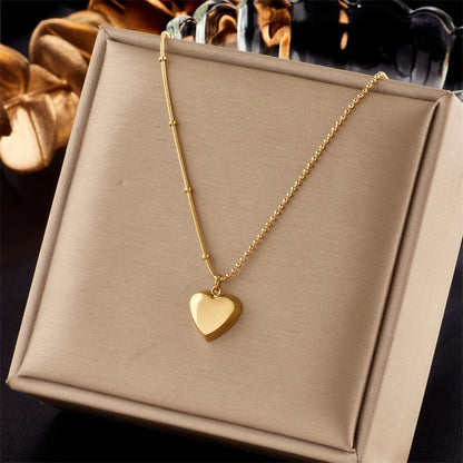 DIEYURO 316L Stainless Steel Heart Eye Square Butterfly Pendant Necklace For Women New Girls Choker Clavicle Chain Jewelry Gifts