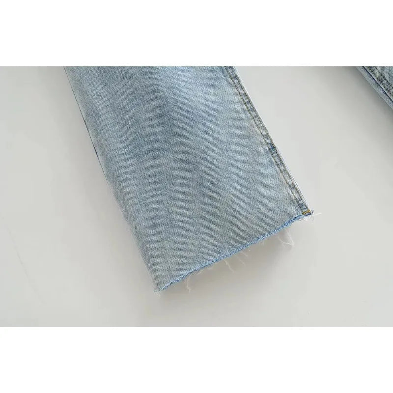 Women's High Waist Jeans Spring Fall Relaxed Straight Leg Raw Hem Floor-Length Vintage Inspired Daily Uniform