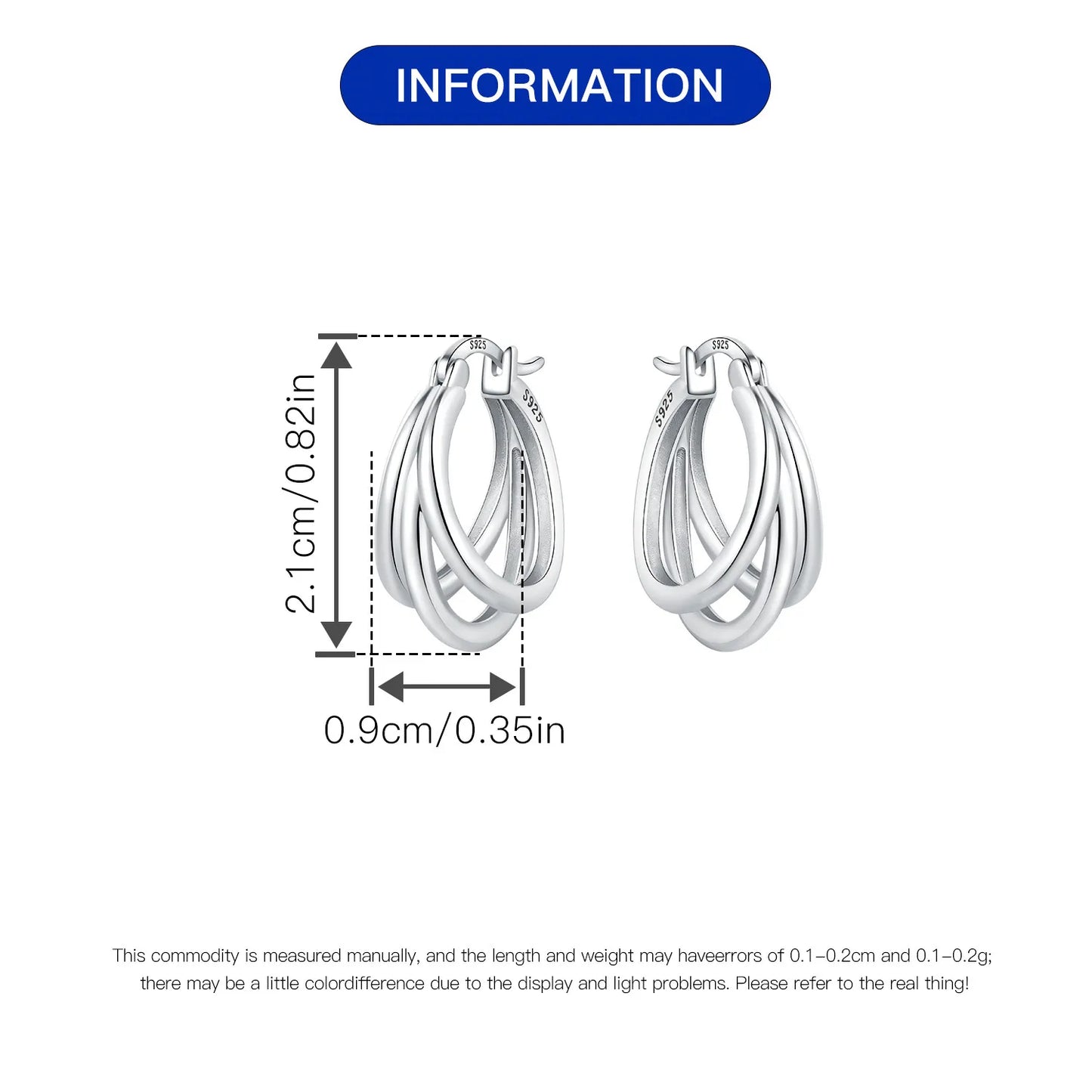 925 Sterling Silver Exquisite Multi-layer Ear Ring Jewelry Versatile Hoop Earrings For Women Jewelry Fine Birthday Party Gift