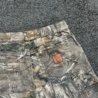 Men's Branch Camouflage Jeans American Style Old Washed Wide Leg Retro Loose Fashion Trend Street Straight Jeans Camo Pants Y2K