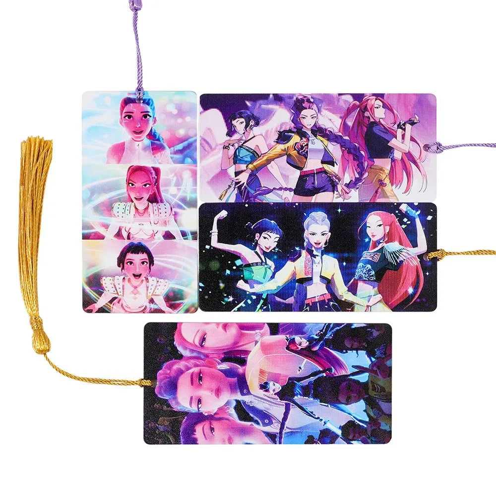 Kpop Demon Hunters Huntrix Cartoon Bookmarks  Anime Cute Stationery for Kpop Fans & Book Lovers, School Supplies Page Markers