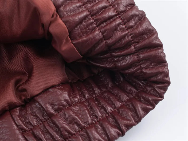 Pebble Faux Leather Jacket Motorcycle Style Personality