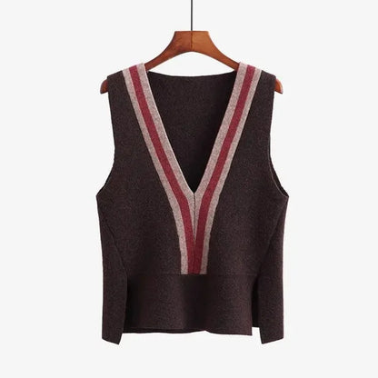 V-neck Fashionable Pullover Spliced Vest Sleeveless
