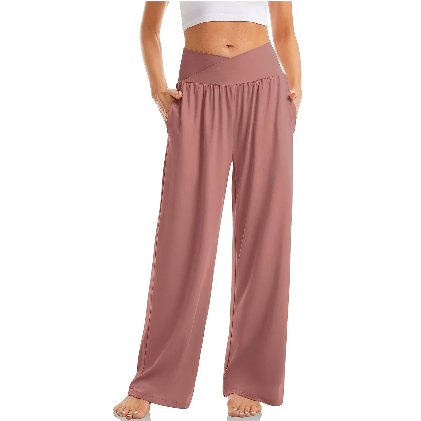 Wide Leg Pants Sweat pants Straight Pants Bottom Plain Fitness Joggers Pants High Waist Travel Basic