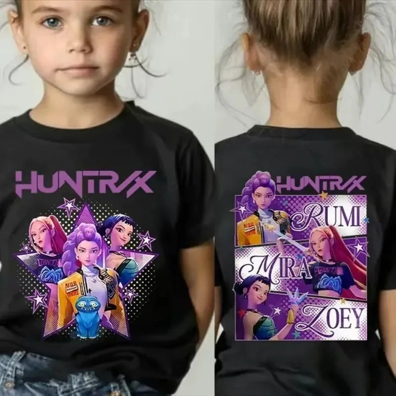 Kpop Demon Hunters Print Graphic Tshirt Summer Kids Clothes 2025 Movie T Shirt Girls Boys Short Sleeve Tops Comfortable T-shirt