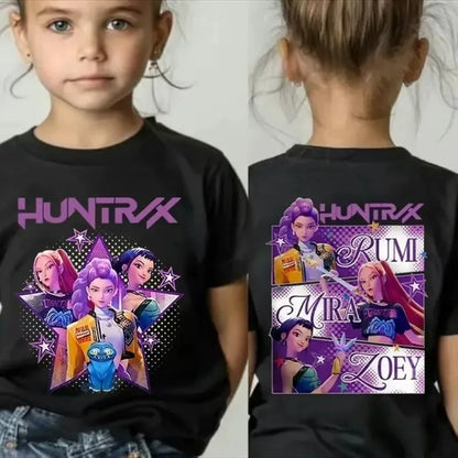 Kpop Demon Hunters Print Graphic Tshirt Summer Kids Clothes 2025 Movie T Shirt Girls Boys Short Sleeve Tops Comfortable T-shirt