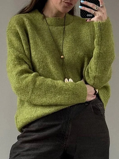 Warm Pullovers O Neck Knitwear Loose Knit Jumpers
