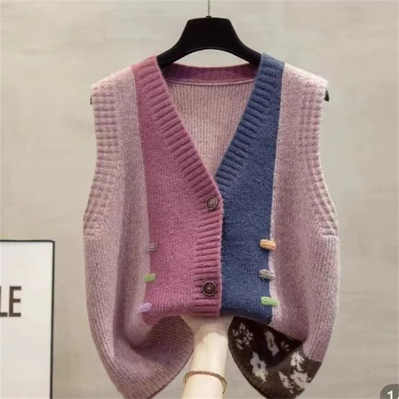 Knit Cardigan Women Vest New Fashion Loose