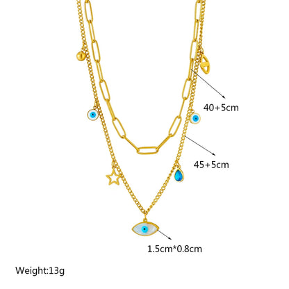 DIEYURO 316L Stainless Steel Heart Eye Square Butterfly Pendant Necklace For Women New Girls Choker Clavicle Chain Jewelry Gifts