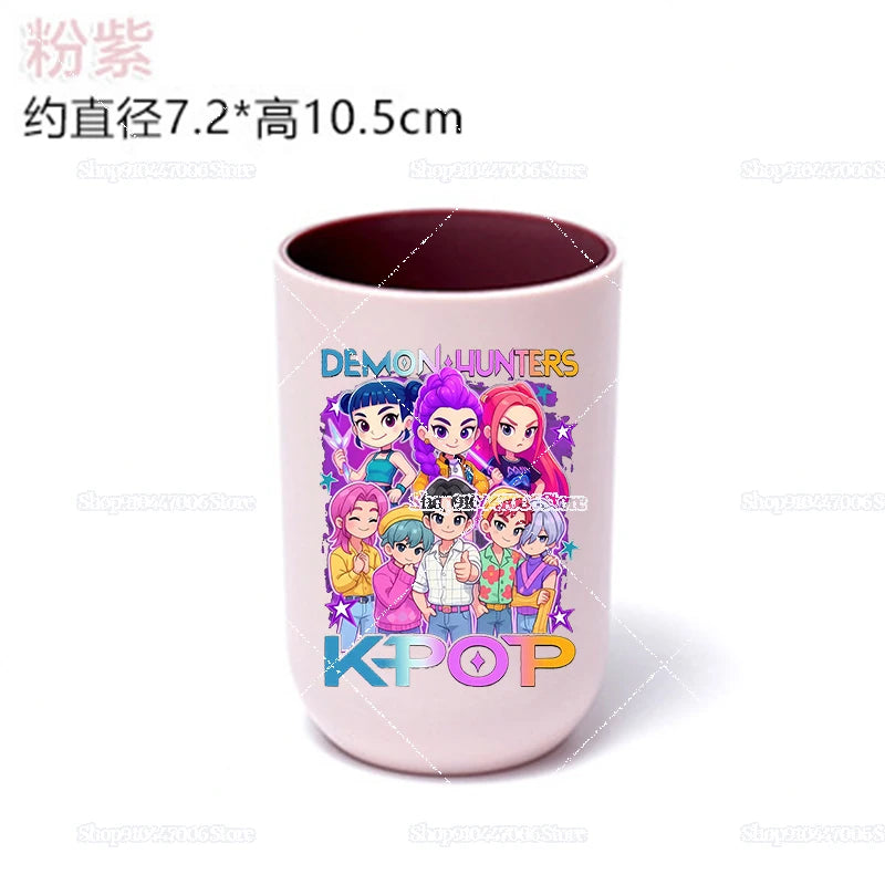 Anime K-pop Demon Hunters Print Bathroom Tumblers Shower Room Products Rumi Mira Zoey Household Merchandises Travel Accessories