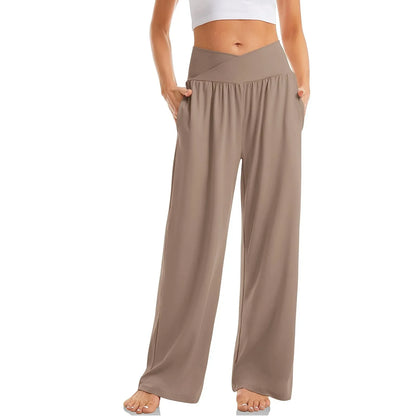 Wide Leg Pants Sweat pants Straight Pants Bottom Plain Fitness Joggers Pants High Waist Travel Basic