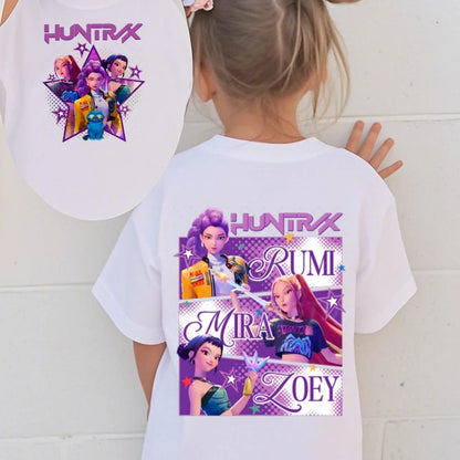 Kpop Demon Hunters Print Graphic Tshirt Summer Kids Clothes 2025 Movie T Shirt Girls Boys Short Sleeve Tops Comfortable T-shirt