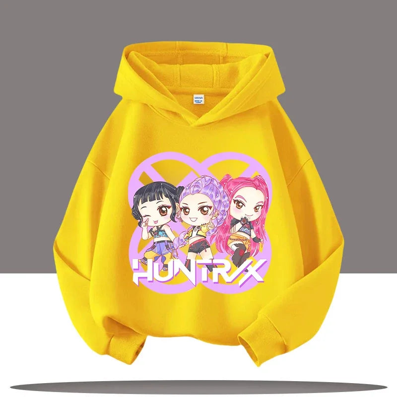 K-pop Demon Hunters Hoodies Boys Girls Long Sleeve Outerwear Saja Boys Print Hooded Coat for Children Fashion Pullover Kids Tops