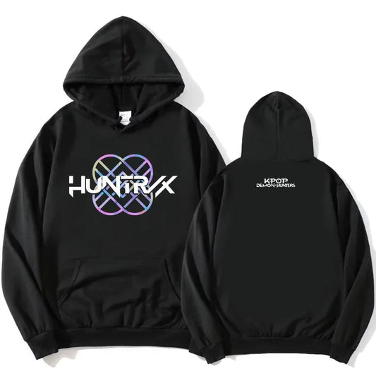 KPop Demon Hunters Huntrix Logo Hoodie Men's Loose Movie Print Hoodie Hot Selling Pattern Autumn/Winter Hoodie Men's Top