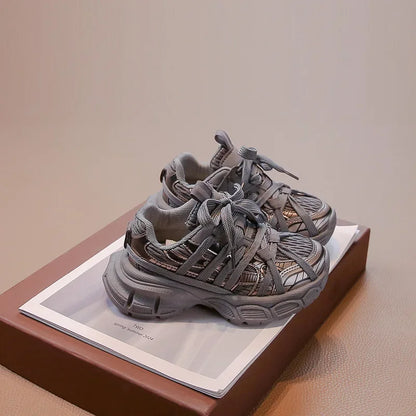 Children's Sneakers Chunky 2025 New Girls Basketball Shoes Fashion Versatile Kids Causal Boys Sports Shoes for School Breathable