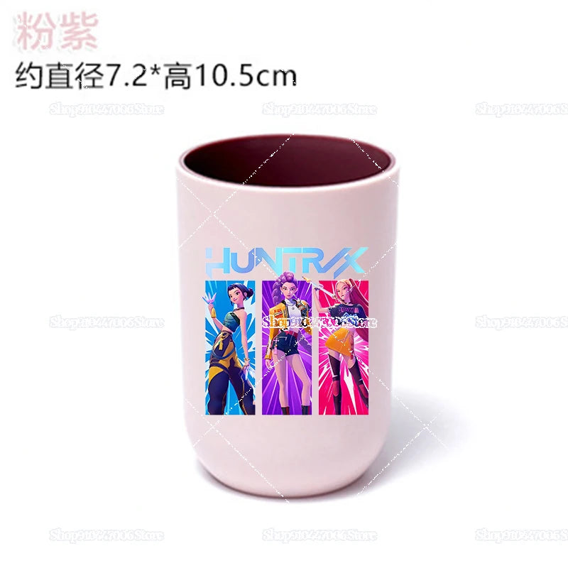 Anime K-pop Demon Hunters Print Bathroom Tumblers Shower Room Products Rumi Mira Zoey Household Merchandises Travel Accessories