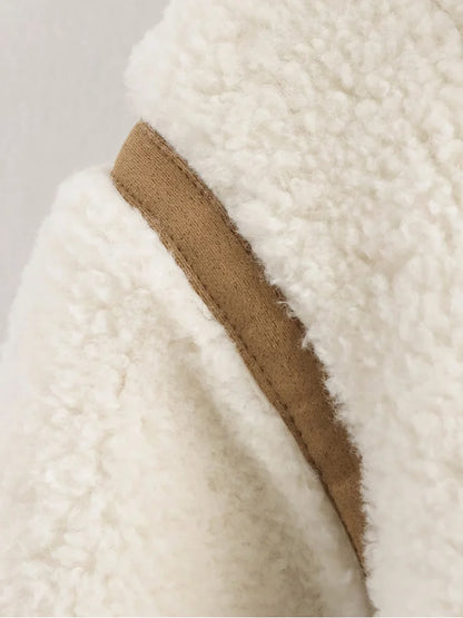 Lamb Wool One Coat European And American Style Lapel Loose