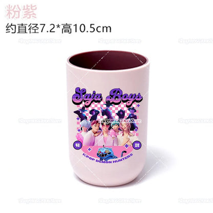 Anime K-pop Demon Hunters Print Bathroom Tumblers Shower Room Products Rumi Mira Zoey Household Merchandises Travel Accessories