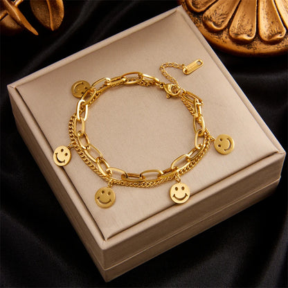 MEYRROYU 316 Stainless Steel Vintage Green Stone Heart Tassel Multilayer Charm Bracelet for Women Wedding Jewelry Beach брелок