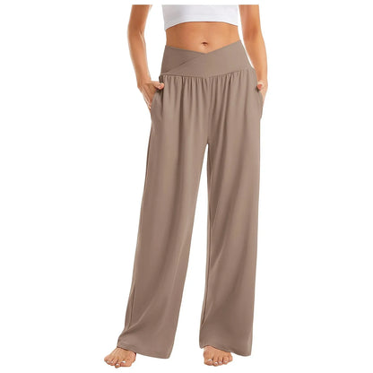 Wide Leg Pants Sweat pants Straight Pants Bottom Plain Fitness Joggers Pants High Waist Travel Basic