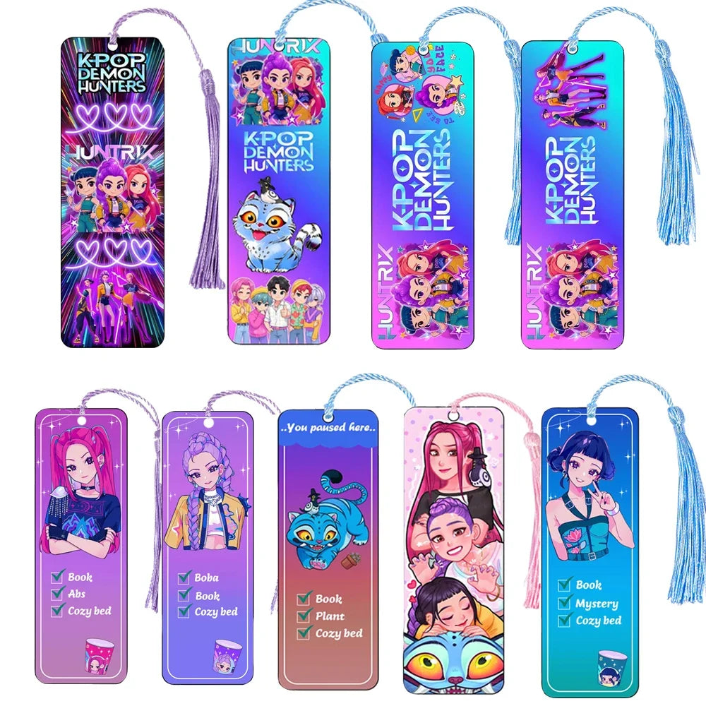 Kpop Demon Hunters Huntrix Cartoon Bookmarks  Anime Cute Stationery for Kpop Fans & Book Lovers, School Supplies Page Markers
