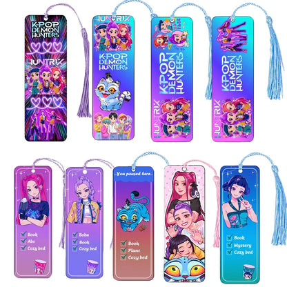 Kpop Demon Hunters Huntrix Cartoon Bookmarks  Anime Cute Stationery for Kpop Fans & Book Lovers, School Supplies Page Markers