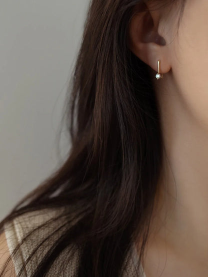 S925 silver-plated 14K gold small ear hooks are clean and simple, light luxury high-end sterling silver earrings for women