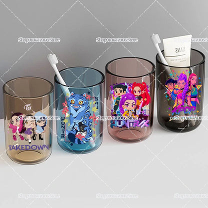 Anime K-pop Demon Hunters Print Bathroom Tumblers Shower Room Products Rumi Mira Zoey Household Merchandises Travel Accessories