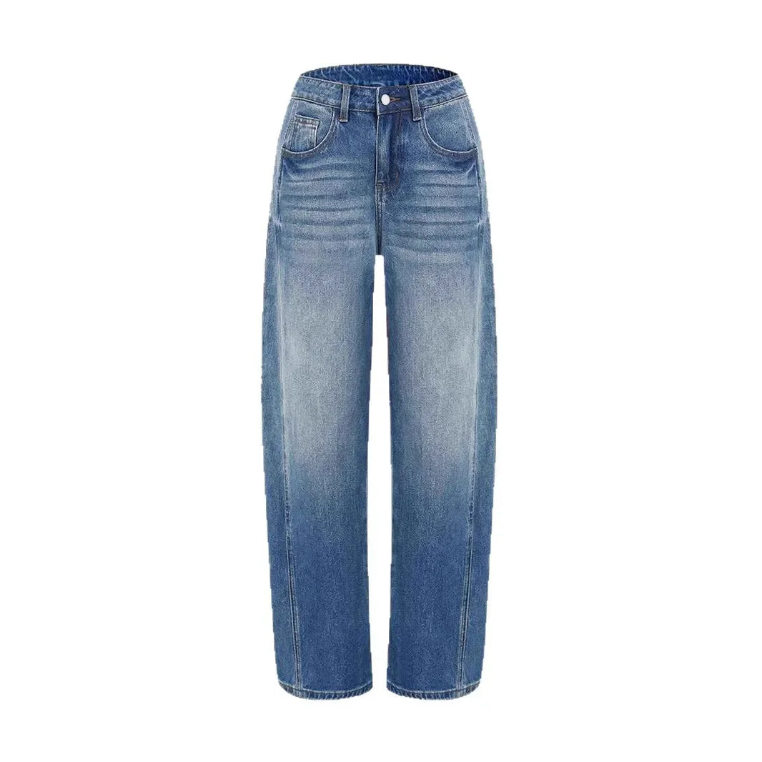 High Waist Wide Leg Jeans Casual Washed Denim Elastic