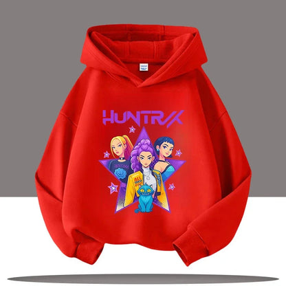K-pop Demon Hunters Hoodies Boys Girls Long Sleeve Outerwear Saja Boys Print Hooded Coat for Children Fashion Pullover Kids Tops