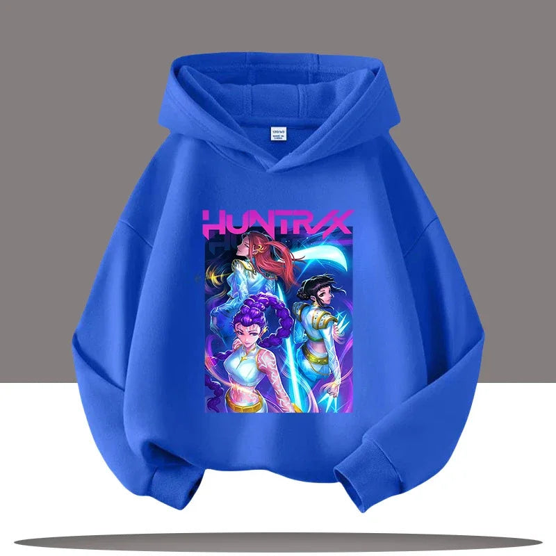 K-pop Demon Hunters Hoodies Boys Girls Long Sleeve Outerwear Saja Boys Print Hooded Coat for Children Fashion Pullover Kids Tops