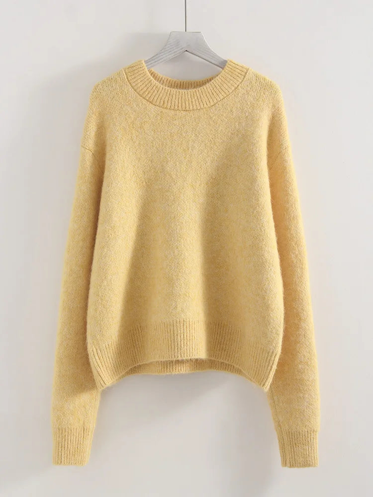 Warm Pullovers O Neck Knitwear Loose Knit Jumpers
